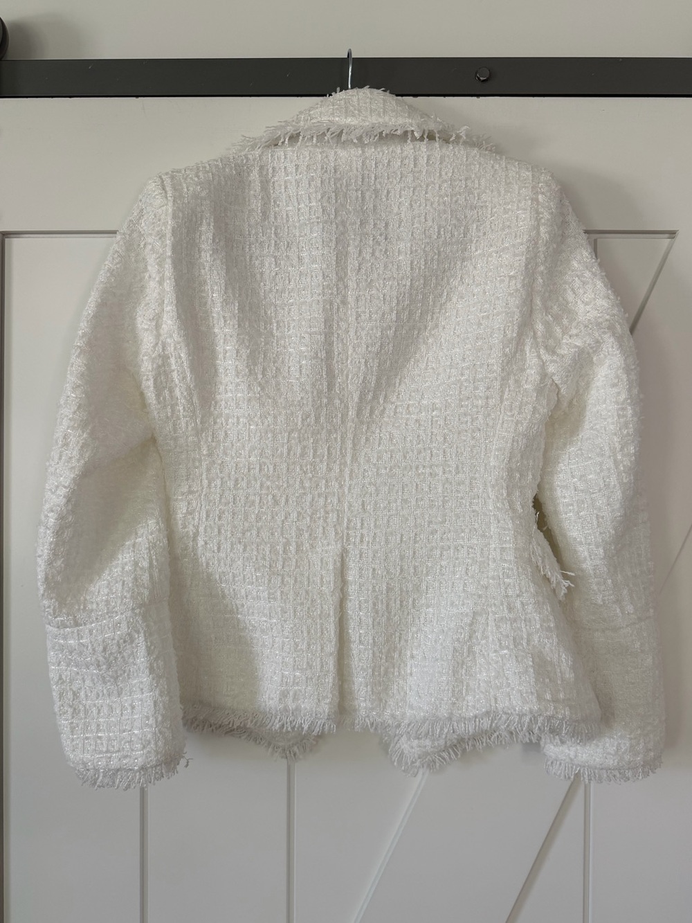 The Noli Shop GISELLE Single Breasted White Tweed Blazer - Picture 12 of 14